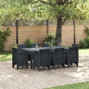 vidaXL Set de masă pentru grădină 9 pcs Antracit Ratan Polt