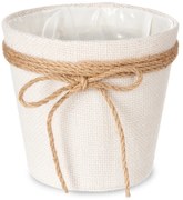 Husa pentru ghiveci impletit cu fundita de iuta, 16 x 15 cm