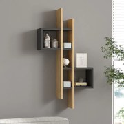 Etajera de perete Garelo din melamina, finisaj stejar-antracit, 53.8x19.6x108 cm