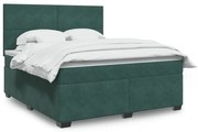 vidaXL Pat box spring cu saltea, verde închis, 180x200 cm, catifea