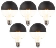 Set de 5 becuri LED cu filament reglabile E27 G95 negru 550lm 2700K