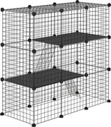 PawHut Țarc Modular pentru Animale de Companie de Talie Mică, cu Panouri și Accesorii, 105x45x105 cm, Negru | Aosom Romania