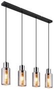 Lustra suspendata design modern LIDARIA 4L negru/fumuriu