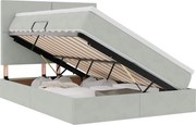 vidaXL Pat cu saltea și spațiu de depozitare Gri deschis 140 x 190 cm