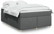 vidaXL Pat box spring cu saltea, gri închis, 140x190 cm, textil