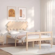 vidaXL Cadru de pat senior cu tăblie dublu mic, lemn masiv
