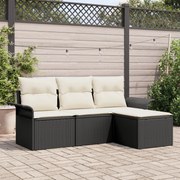 vidaXL Set de canapele pentru grădină 4 pcs Negru 55 x 55 x 37cm