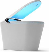 Smart WC 603 – Vas de Toaletă Inteligent cu Funcție Bideu Integrată, Deschidere Automată, Spălare Automată, Uscare cu Aer Cald, Dezinfectare UV, Încălzire Colac, Telecomandă, Ecran LED, Ceramica, Alb