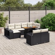 vidaXL Set canapele de grădină cu perne, 11 piese, negru, poliratan