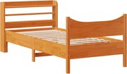 vidaXL Cadru de pat cu tăblie, maro ceruit, 75x190 cm, lemn masiv pin