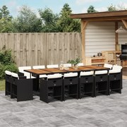 vidaXL Set mobilier de grădină cu perne, 15 piese, negru, poliratan