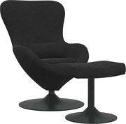 vidaXL Scaun Egg cu Taburet Negru Catifea