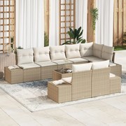 vidaXL Set de canapele pentru grădină 9 pcs bej și crem Rattan poli