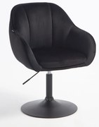 HR2055N Scaun Neagră din Catifea cu Bază Neagră