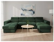 Rozk. canapea colț universal în U cu spațiu depozitare SALVADA verde