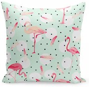 Fete de perna intr-o culoare verde moale cu flamingo 40x40 cm