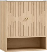 HOMCOM Dulap de Baie de Perete cu Raft Deschis și Uși Decorate Stejar | Aosom Romania