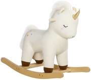 AIYAPLAY Cal Balansoar pentru Copii 2-4 Ani în Formă de Unicorn cu Sunete și Înveliș Moale, 63x33x56 cm, Alb | Aosom Romania