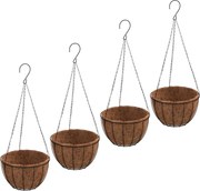 vidaXL Jardiniere suspendate căptușeală cocos 4buc negru Ø35x52cm oțel
