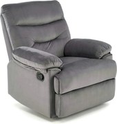 Fotoliu cu recliner DRAGER, gri/negru, stofa catifelata/metal, 88x90/1