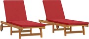 vidaXL Șezlong 2-persoană 2 pcs Maro Lemn Solid de Acacia