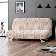 Huse bielastice UNIVERSO NOU bej cu dungi 2fotoliu cu manere de lemn (l. 80 -140 cm)