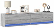 vidaXL Comodă TV de perete cu lumini LED, gri sonoma, 180x31x38 cm