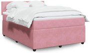 vidaXL Pat box spring cu saltea, roz, 160x200 cm, catifea