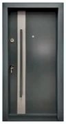 Usa metalica de exterior cu izolatie si vizor Novo Doors NDA1, Din compozit, 2 yale, Kit complet, Pentru case, Gri antracit cu gri deschis (Sens