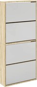 vidaXL Pantofar cu 4 niveluri și oglindă, stejar, 63 x 17 x 134 cm