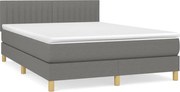 vidaXL Pat box spring cu saltea, gri închis, 140x190 cm, textil