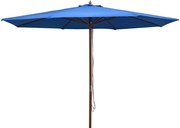 vidaXL Umbrelă de soare de exterior, stâlp din lemn, albastru, 350 cm