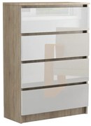 Comoda TOM II - Stejar Sonoma - fronturi lucios albe