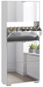 HOMCOM Dulap pentru Depozitarea Încălțămintei cu Uși, Oglindă și 3 Sertare Rabatabile, 76x26x168 cm, Alb | Aosom Romania