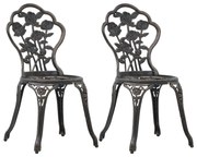 vidaXL Scaune de bistro, 2 buc., bronz, aluminiu turnat