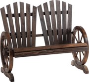 Outsunny Bancă de Grădină Rustică din Lemn, Design cu Roți de Căruță, 108x66x95 cm | Aosom Romania