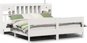 vidaXL Pat cu bibliotecă fără saltea, 180x200 cm, lemn masiv de pin