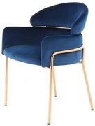 Scaun tapitat Corey albastru/auriu