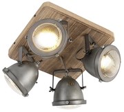Spotlight industrial din oțel cu lemn inclinabil cu 4 lumini - Emado