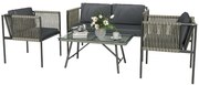 Outsunny Set de Exterior din Rattan 2 Fotolii, Canapea și Măsuță Gri | Aosom Romania