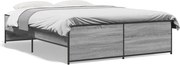 vidaXL Cadru de pat, gri sonoma, 135x190 cm, lemn prelucrat și metal