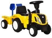 Tractor pentru Copii 12-36 Luni HOMCOM, Prevazut cu Loc cu Remorca, Grebla si Lopata, Joc Educativ, 91x29x44cm, Galben | Aosom Romania