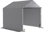 Outsunny Garaj de grădină 2 x 2 x 2 m garaj pentru biciclete exterior cu cadru din oțel galvanizat, impermeabil și rezistent la UV - gri | Aosom Romania