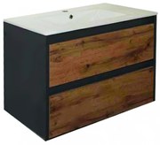 Mobilier de baie Porto 80 cu bază și lavoar în culoarea stejarului rustic antracit