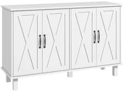 Dulap multifuncțional MDF cu 4 nivele cu 2 rafturi reglabile pentru sufragerie, bucătărie și intrare, 120x37x75 cm, alb HOMCOM | Aosom Romania