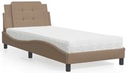 vidaXL Pat cu saltea, cappuccino, 80x200 cm piele ecologică