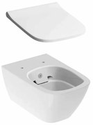 Set vas wc suspendat rimfree cu functie de bideu si capac Geberit Smyle Square