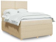 vidaXL Pat continental cu saltea, crem, 140x200 cm, material textil