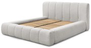 Pat matrimonial gri deschis tapițat cu spațiu de depozitare cu somieră 180x200 cm Denali – Bobochic Paris