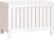vidaXL Cutie de depozitare grădină, alb, 76x42,5x54 cm, lemn masiv pin